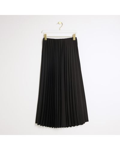 River Island Black Pleated Midi Skirt