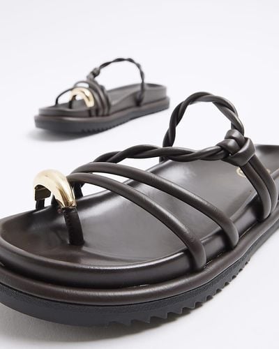 River Island Twisted Strap Chunky Sandals - Black