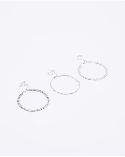 River Island Silver Colour Chain Anklet Multipack - White