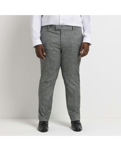 River Island Big & Tall Grey Houndstooth Suit Trousers