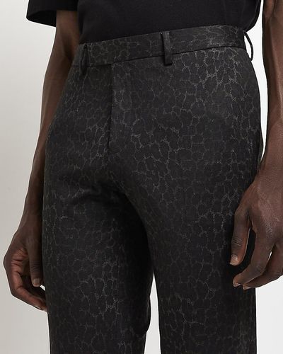 River Island Brown Skinny Fit Leopard Print Suit Pants