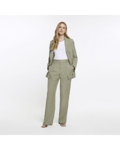 River Island Wide Leg Cargo Trousers - Natural