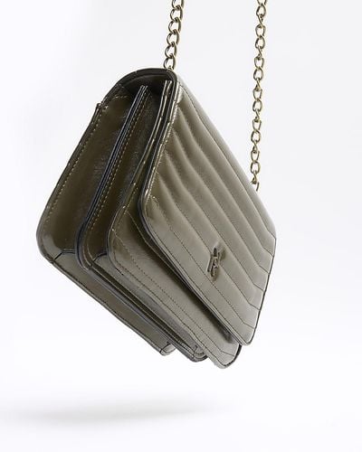 River Island Khaki Quilted Chain Shoulder Bag - Green