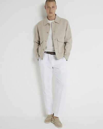 River Island Linen Blend Smart Trousers - White