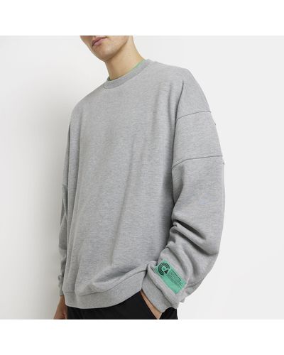 River Island Grey Oversized Fit Graphic Detail Sweatshirt