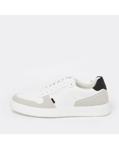 River Island White Low Court Lace Up Trainers