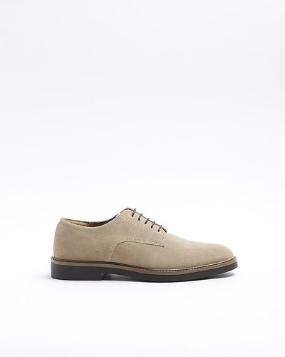 River Island Stone Suede Derby Shoes - White