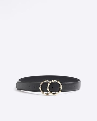 River Island Bamboo Texture Buckle Belt - White