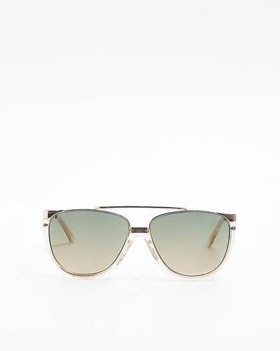 River Island Rose Gold Aviator Sunglasses - Metallic