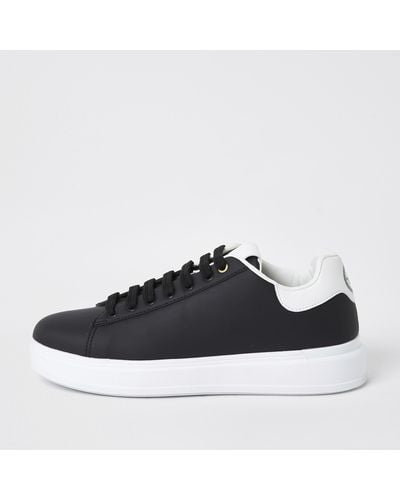 River Island Black Lace-up Wedge Sole Trainers