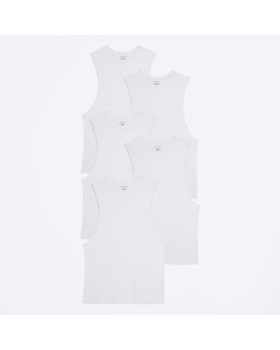 River Island White Multipack Muscle Tank Tops