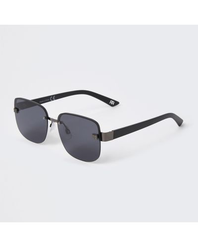 River Island Grey Rimless Aviator Sunglasses