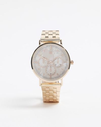 River Island Rose Gold Watch - White