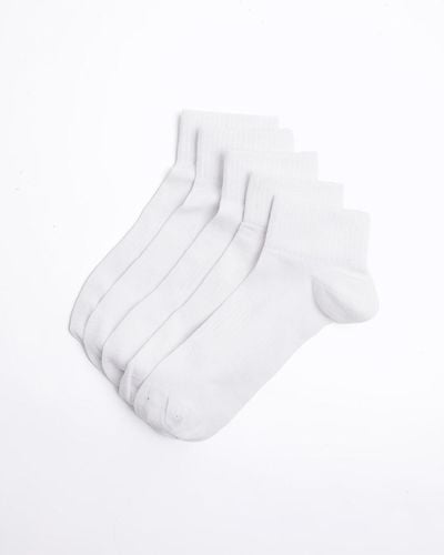 River Island 5pk Rib Ankle Socks - White