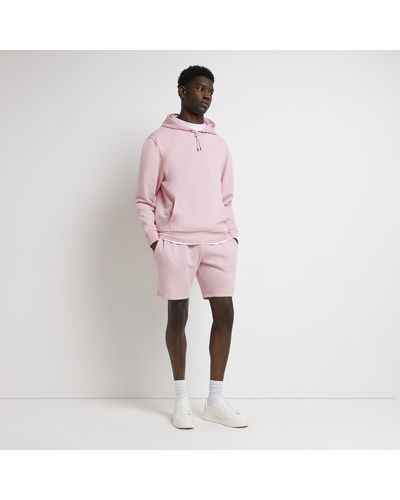 River Island Pink Ri Branded Slim Fit Jersey Shorts