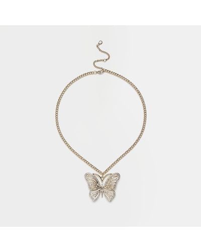 River Island Gold Butterfly Necklace - Metallic