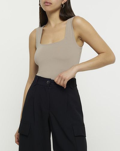 River Island Square Neck Bodysuit - Blue