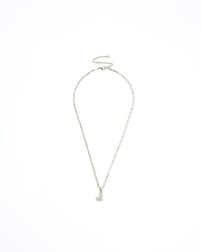 River Island Gold J Initial Necklace - White
