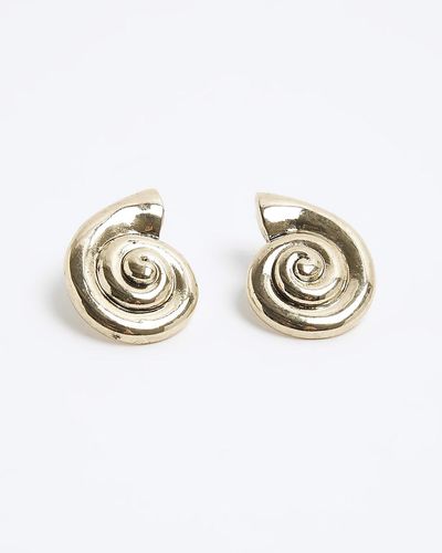 River Island Shell Stud Earrings - Metallic