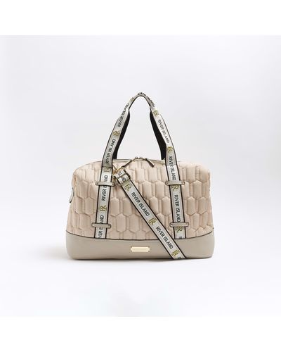 River Island Beige Quilted Travel Bag - Natural