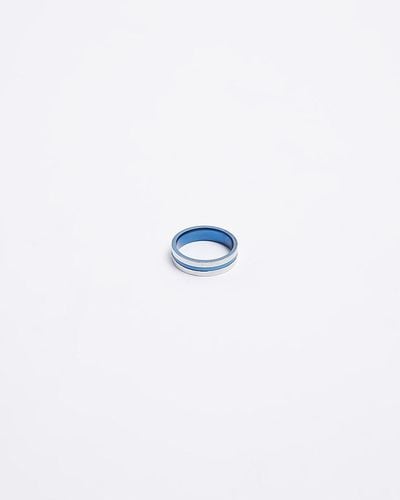 River Island Stainless Steel Cross Ring - Blue