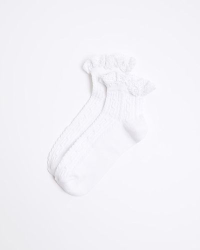River Island White Lace Frill Ankle Socks