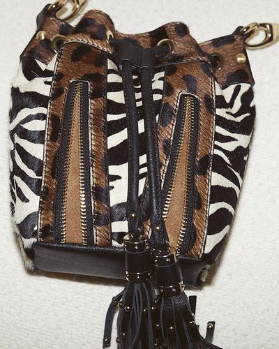 River Island Brown Leather Animal Print Cross Body Bag - Black