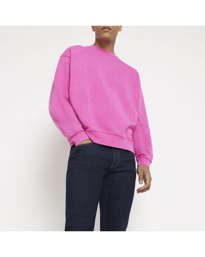 River Island Washed Sweatshirt - Pink