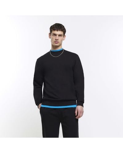 River Island Black Slim Fit Sweatshirt - Blue
