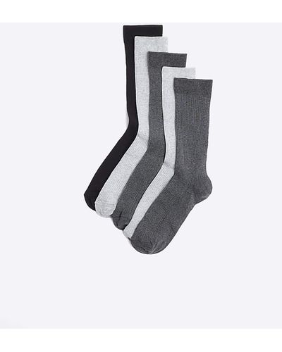 River Island 5pk Ribbed Ankle Socks - White