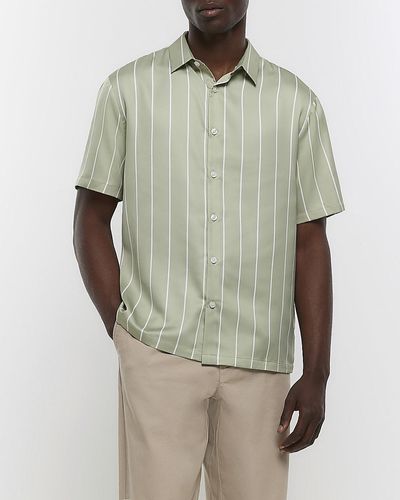 River Island Striped Short Sleeve Shirt - Green