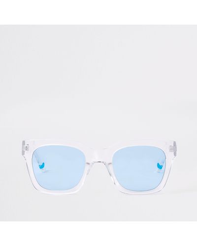 River Island White Clear Frame Blue Lens Sunglasses