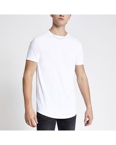 River Island White Curved Hem Longline T-shirt