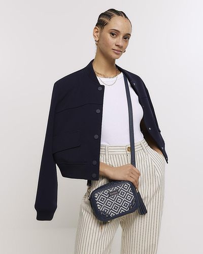 River Island Geometric Woven Cross Body Bag - Blue