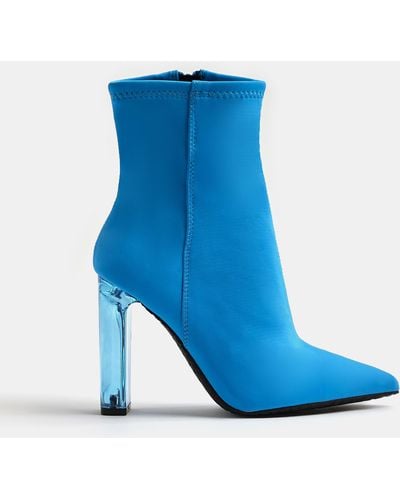 River Island Blue Perspex Heel Ankle Boots