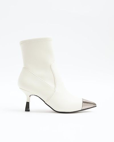 River Island Toe Cap Heeled Ankle Boots - White