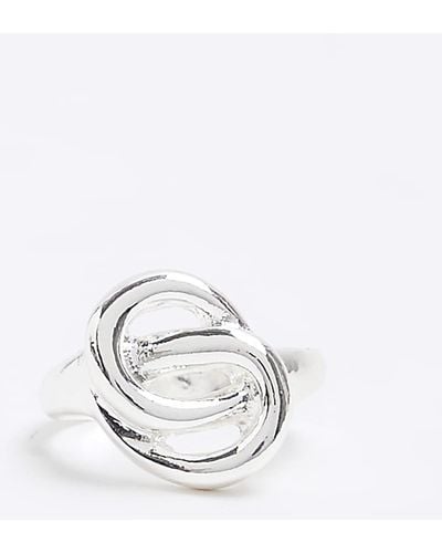 River Island Silver Color Knot Ring - White