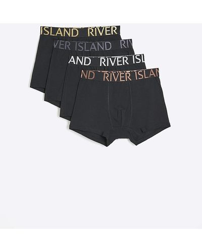 River Island 4pk Ri Cotton Stretch Trunks - Black