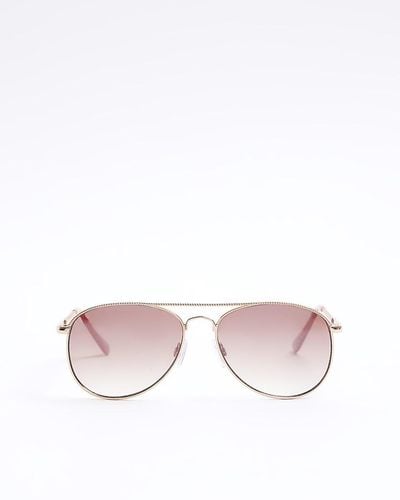 River Island Rose Aviator Sunglasses - Pink