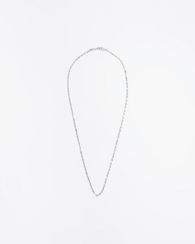 River Island Silver Colour Thin Chain Necklace - White