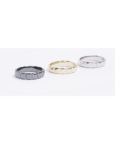 River Island Color Square Rings Multipack - White