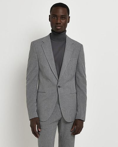 River Island ​ Textured Suit Jacket - Grey