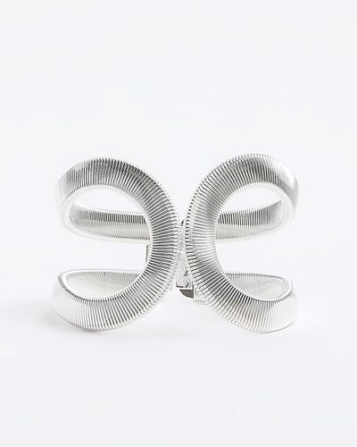 River Island Silver Textured Bangle Bracelet - Metallic