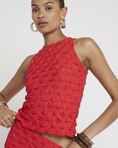 River Island Red Textured Sleeveless Top