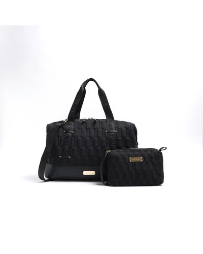 River Island Quilted Travel And Makeup Bag - Black