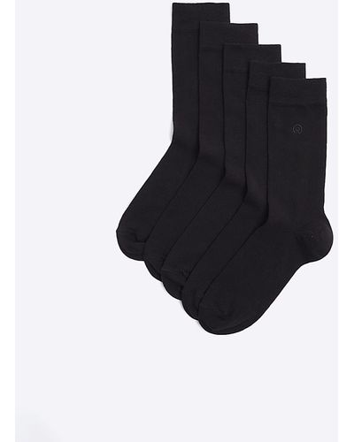 River Island 10 Pk Black Socks - Blue