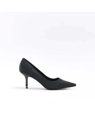 River Island Black Pointed Toe Heeled Court Shoes - White
