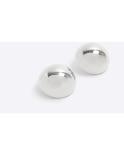 River Island Silver Ball Stud Earrings - White