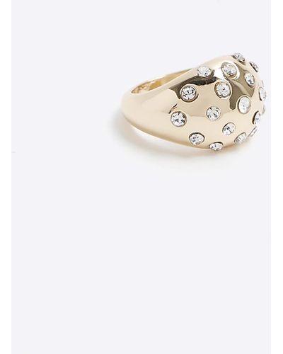 River Island Gold Chunky Ring - White