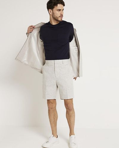 River Island Grey Slim Fit Texture Shorts